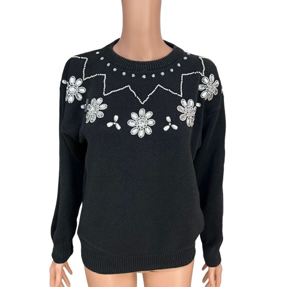 Mister Noah vintage beaded ramie/cotton blend sweater size M